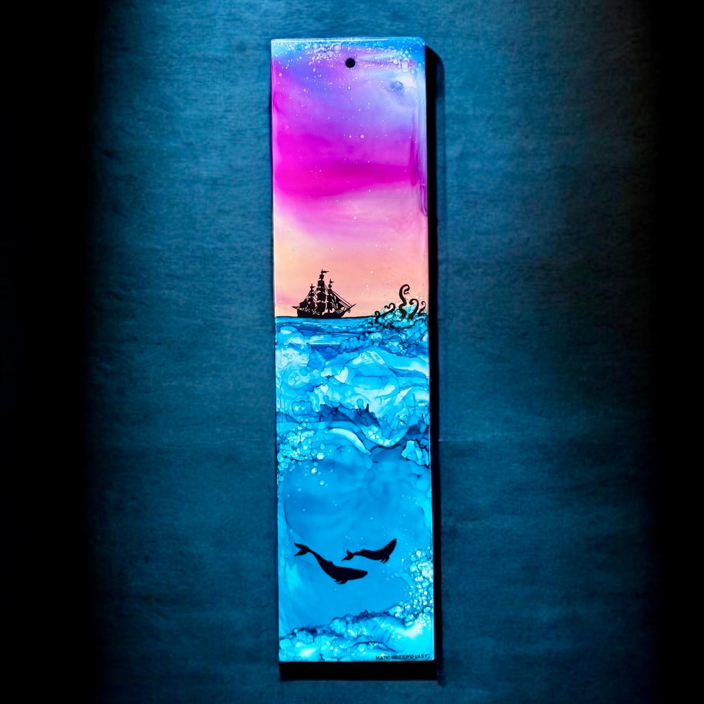 Hand Painted Alcohol Ink Art: Ocean Scene