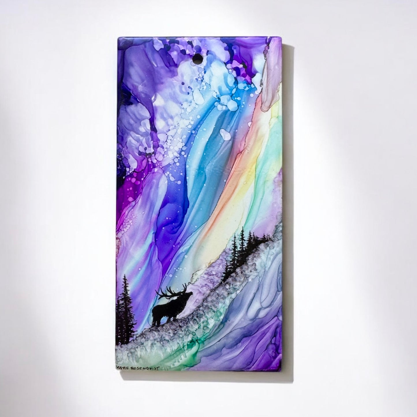 Hand Painted Alcohol Ink Art: Elk