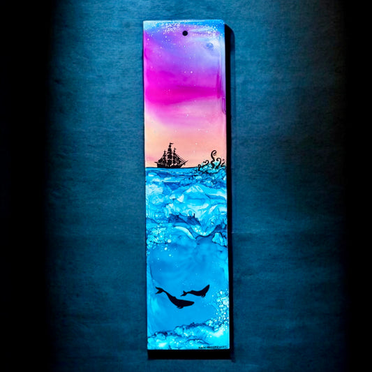 Hand Painted Alcohol Ink Art: Ocean Scene