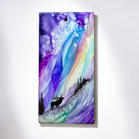 Hand Painted Alcohol Ink Art: Elk